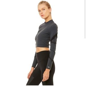 Alo Yoga Bondage Long Sleeve Cropped Top Grey XS
